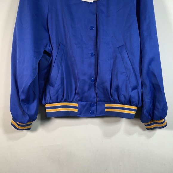 STR Snap Button Up Bomber Jacket, Men's Size S - Dark Blue/Yellow - Picture 8 of 10